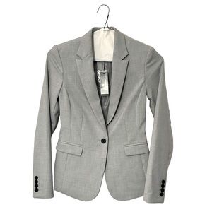 BlazerJacket Light Heather Grey Black Accents Worthington Size 0 NWT